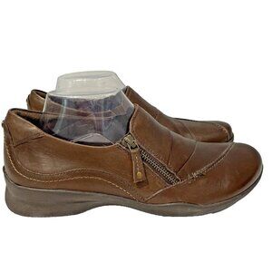 Earth Women's Size 10A  Anise Leather Loafers Shoes Side Zip Brown Bark Comfort